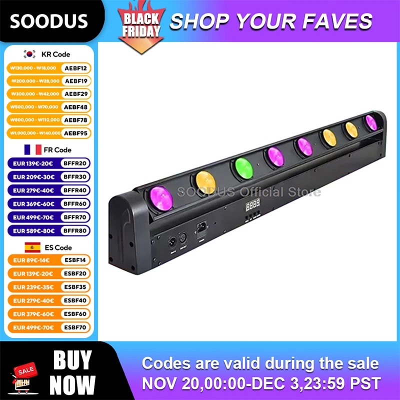 

Свет 80 Вт RGBW Beam LED 8 глаз DMX512 Управление звуковой активацией для освещения DJ KTV Свадебная вечеринка Пороприятия Дискотека Dj KTV Шоу-сцена