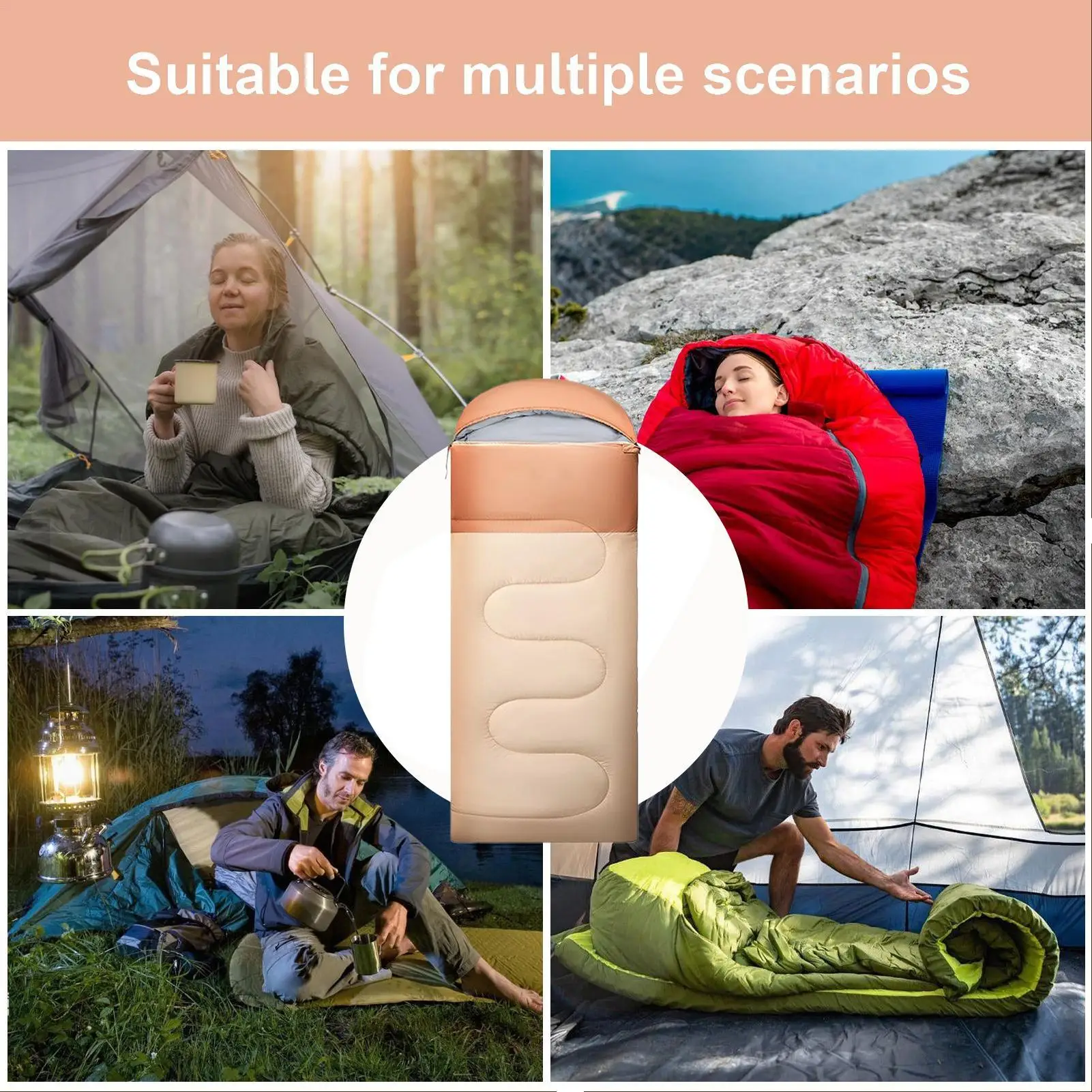 أكياس نوم للبالغين، محمولة مقاومة للماء، دافئة وخفيفة الوزن، حقيبة ظهر للطقس البارد، حقيبة نوم لقضاء العطلات والسفر والمشي لمسافات طويلة #5
