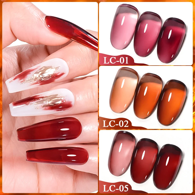 LILYCUTE 7ML Jelly Amber Gel Brown Winter Crystal Nail Polish Translucent Color Nail Art Gel Permanent UV Gel Polish Varnish image 3