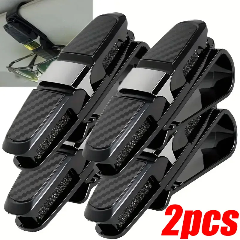 Car Sunglasses Frame Carbon Fiber Bills Glasses Clip Multi Function In Car Creative Eye Box Card Double Headed Clip On Board