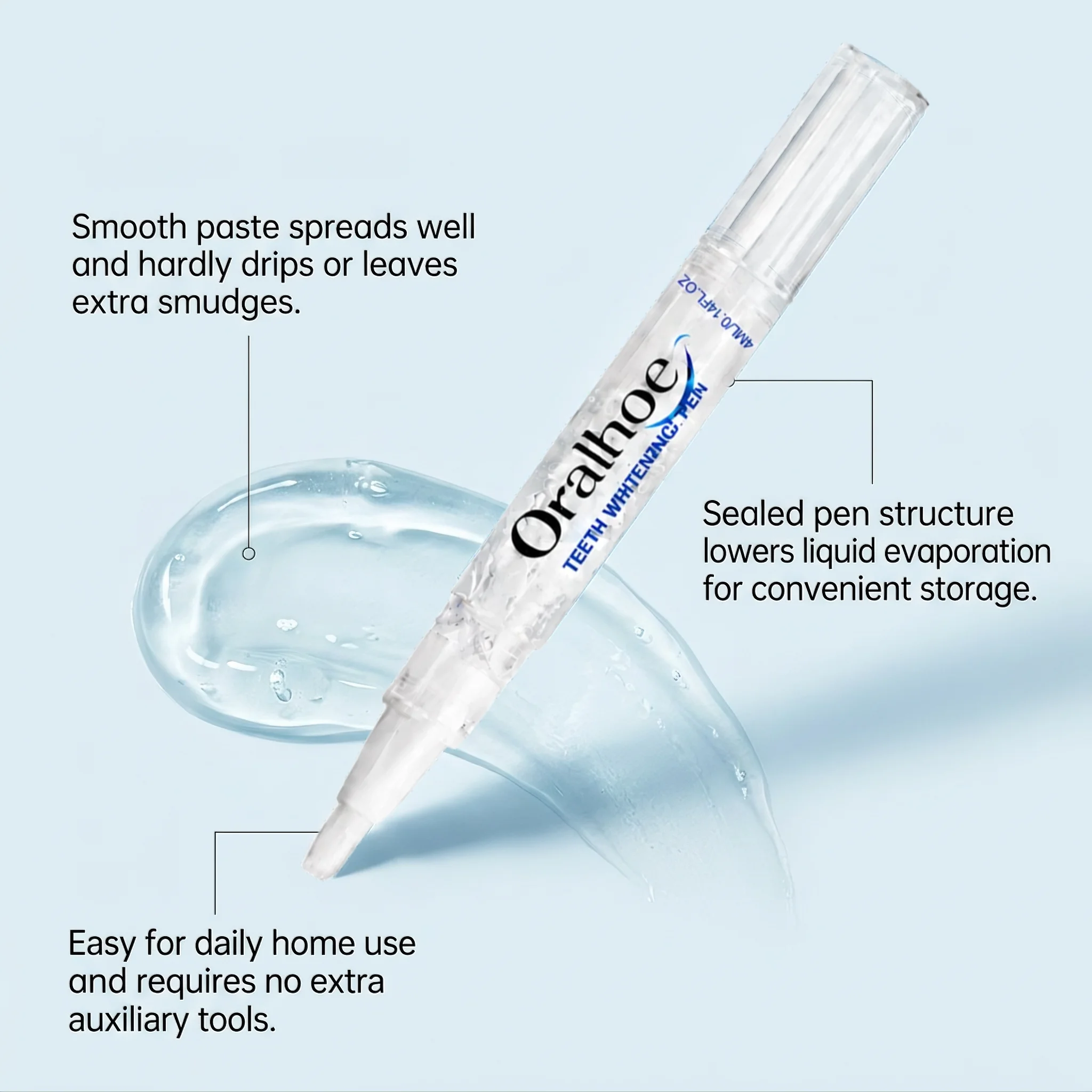 Oralhoe Teeth Whitening Pen 3Pcs Set Fresh Mint Flavor Portable Tooth Brightening Pen For Home Oral Care Stain Removal