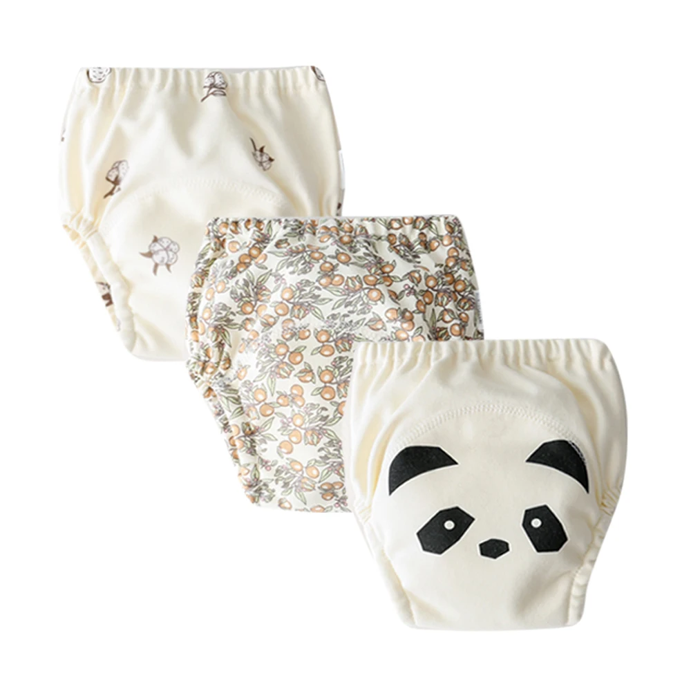 Reusable Washable Baby Toilet Learning Pants - 6-Layer Crotch, Breathable Combed Cotton, Cute Cartoon Prints (0-3T)
