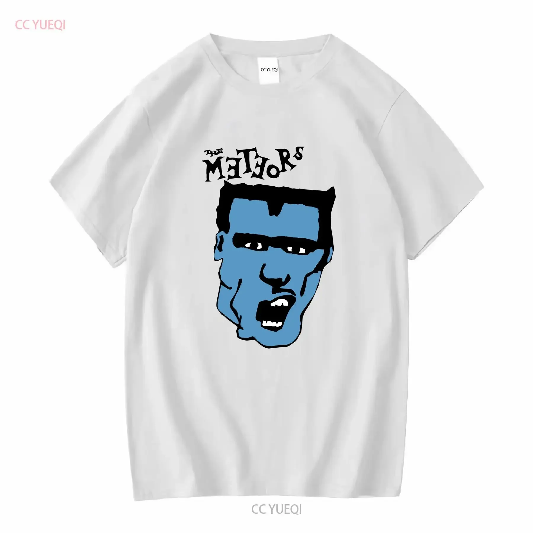 The Meteors Mutant Rock A White NEW T SHIRT Skull Image psychobilly punk vintage Washed Stretched Slightly homme streetwear
