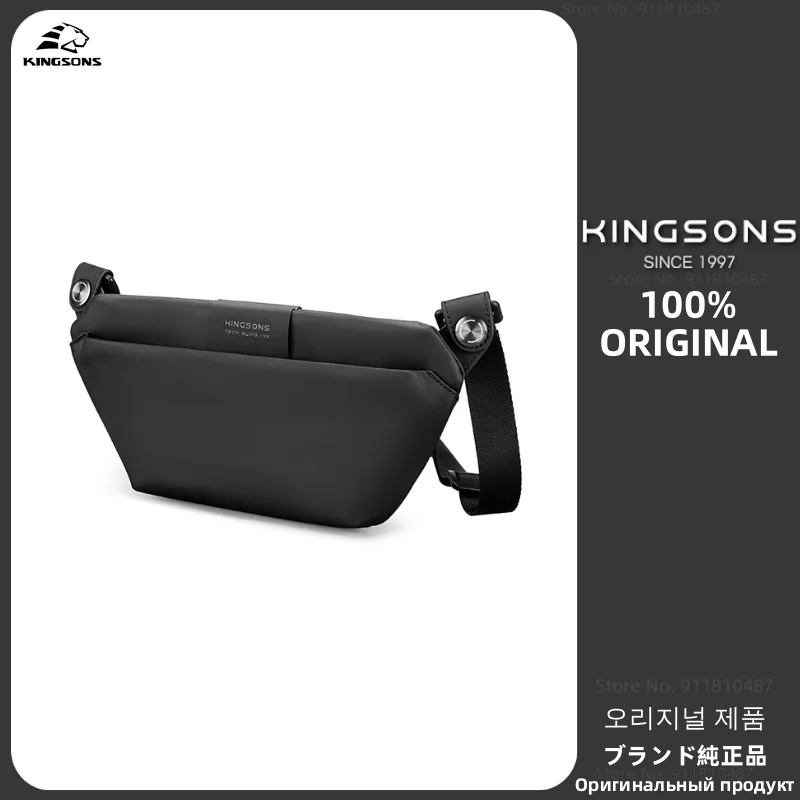 

Kingsons Men Chest Bag Waterproof Male Messenger Bag Portable Sling Shoulder Bag New Black Small Cross body Bag For Short Trip