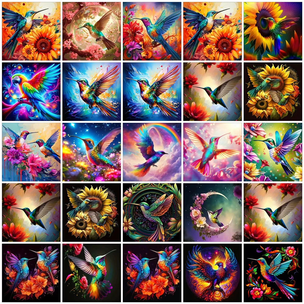 AZQSD 5d Diamond Painting New Arrivals Birds Flower Cross Stitch Full Sets Mosaic Hummer Embroidery Animal Wall Decor