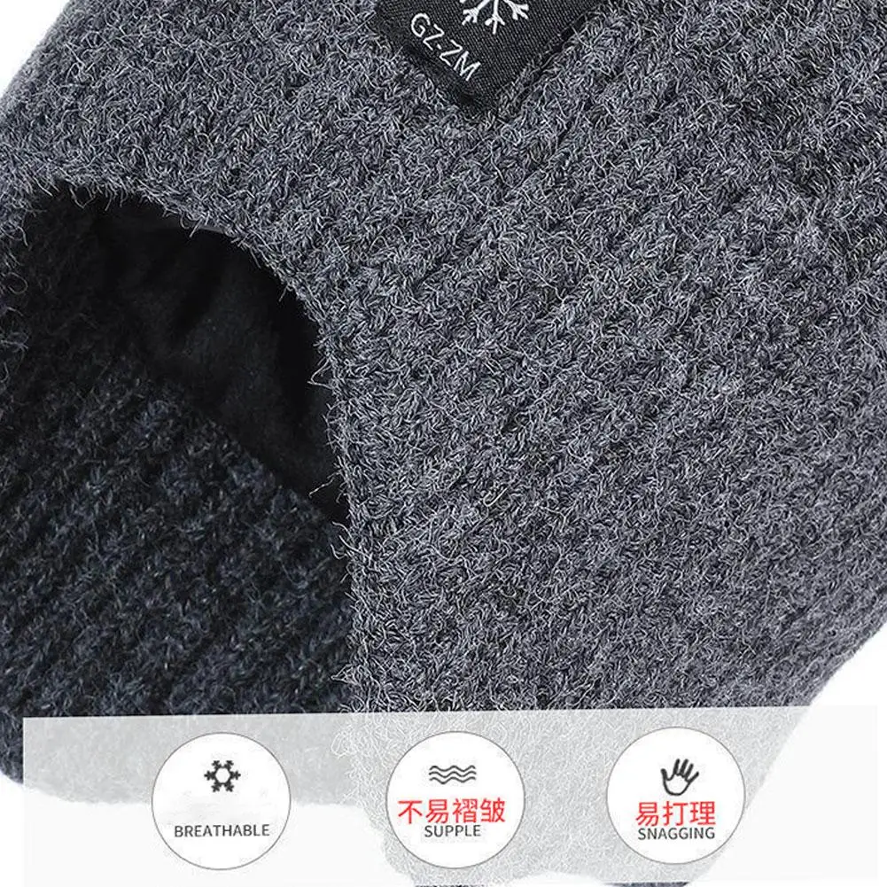 Men's One-piece Snowflake Ear Protection, Winter Warm Hat, Thickened Knitted Hat For Middle-aged And Elderly People