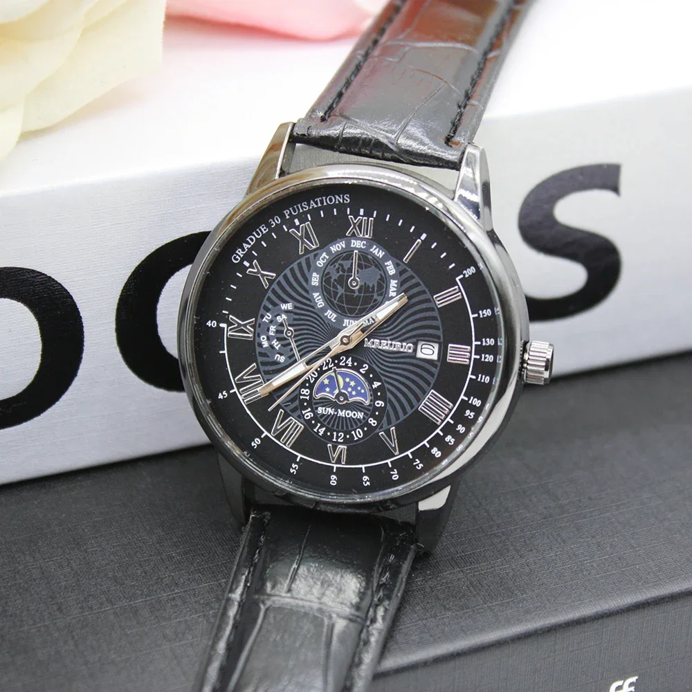 스테인레스 스틸 방수 시계 세트, 레트로 패션 팔찌, 운동용 상자 포함, 5 개