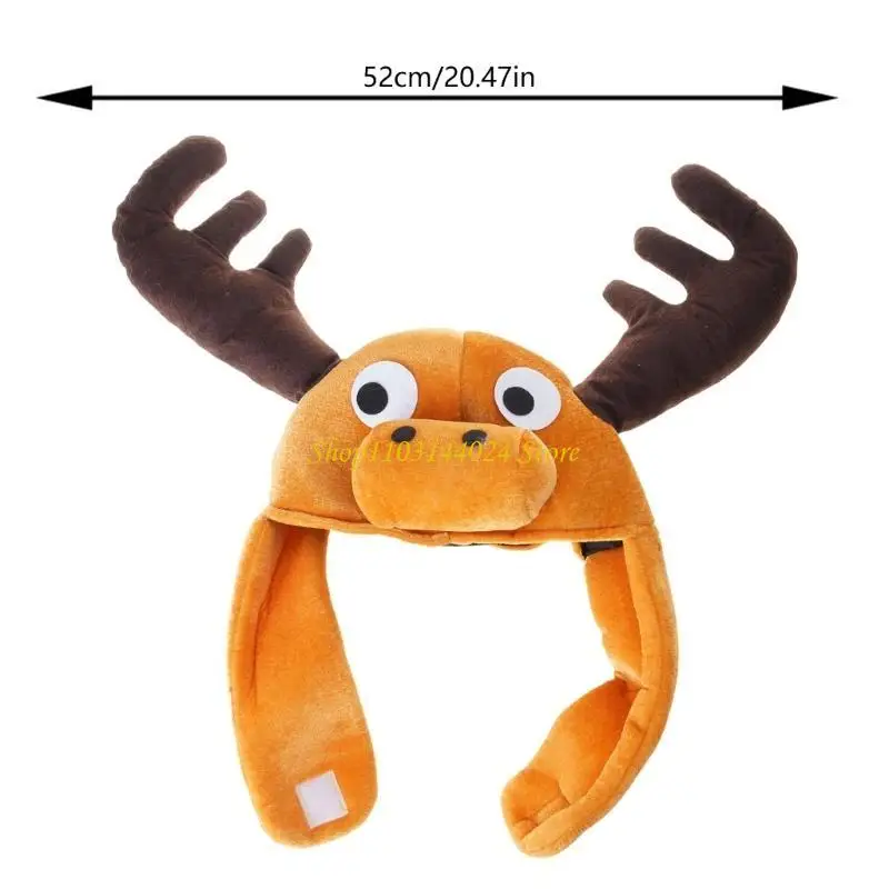 N5ke divertido chapéu animal pelúcia marrom alce design chapéu perfeito para o calor do inverno e adereços festival