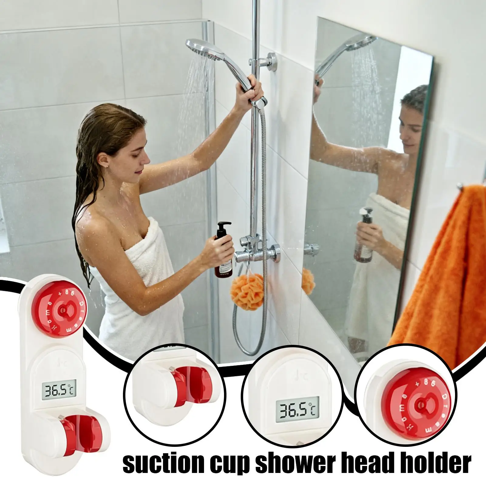 

Крепление на насадку для душа, дисплей температуры, регулируемая всасывающая душевая палочка, настенная подставка для ванной комнаты, бытовой туалет на колесах