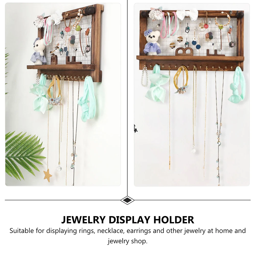 

Wall Hanging Jewelry Storage Rack Wooden Display Case Earring Holder Necklace St Home Decor Eco Friendly Storage Solution