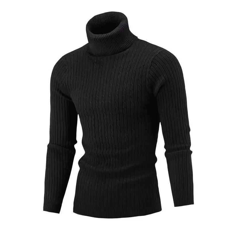 Suéter de malha de gola alta masculino, pulôveres de malha, jumper slim fit, pulôveres quentes, casual, outono, inverno