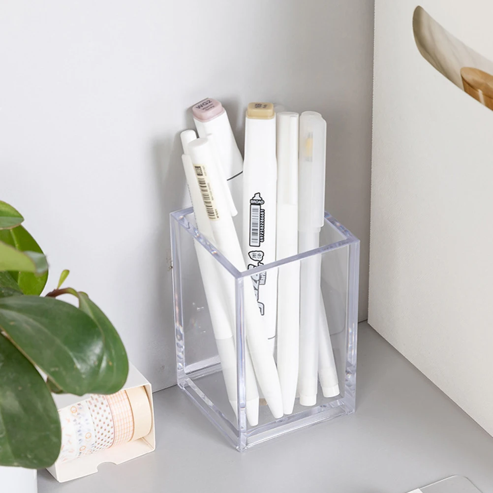 

2 Pcs Pen Holder Transparent Desk Organizer Safe Material Wide Usage Storage Basket Desktop Decor Office Stationery File Pen