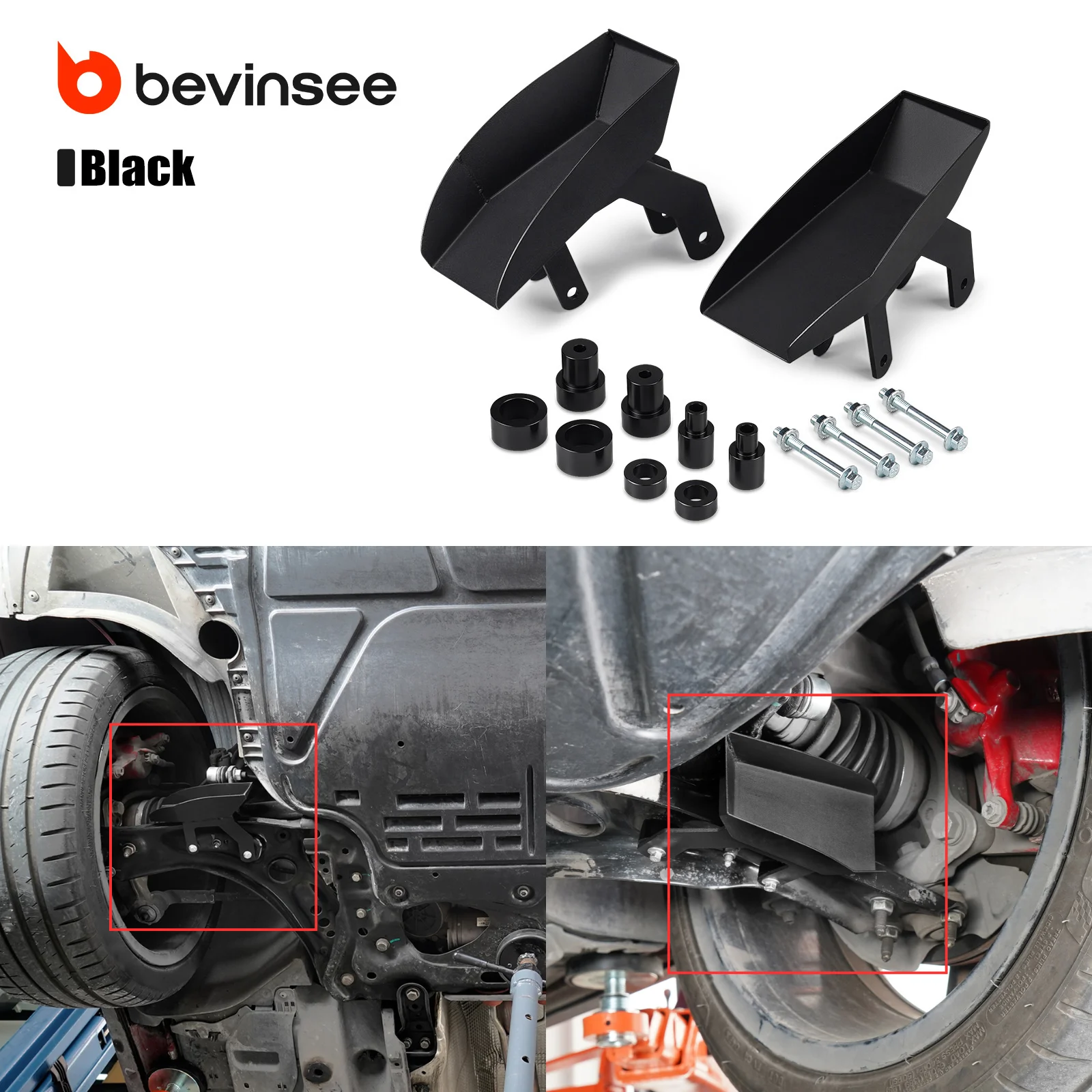 

BEVINSEE Metal Brake Cooling Deflectors Kit for VW for Golf R 2015-2019, for Golf GTI 2015-2021, Replace for 5WA407151/5WA407152
