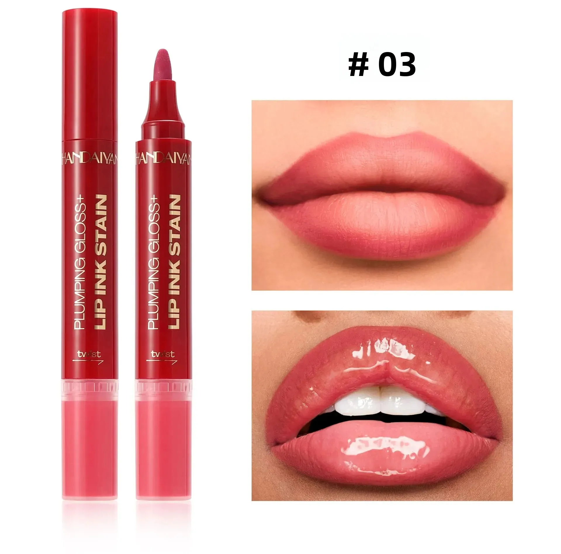 Matita labbra liquida a doppia estremità 2 in 1 e olio idratante 6 colori Facile da colorare Facile da usare Trucco labbra a lunga durata CO:03