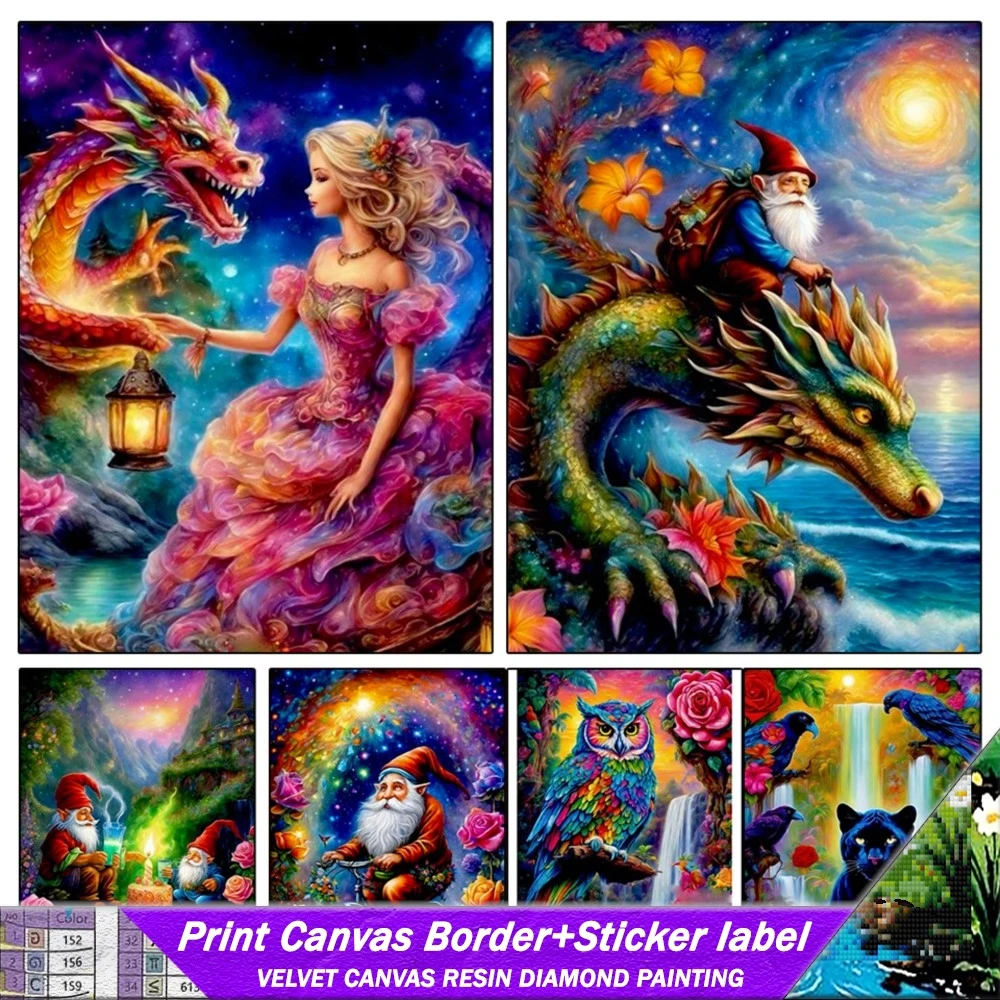 Resin Diamond Painting With Sticker 5D Animal Dragon Santa Claus Flower Landscape Home Decor Art Cross Embroidery Set Embroidery