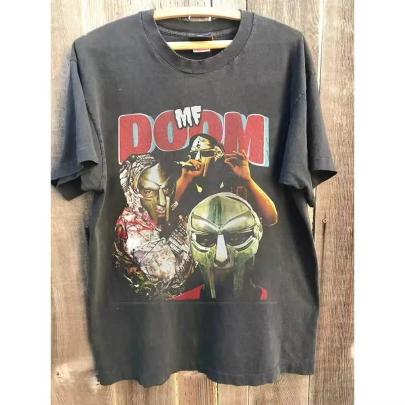 Spring and summer new products, unisex casual T-shirt retro MF Doom Y2K pattern men's T-shirt,