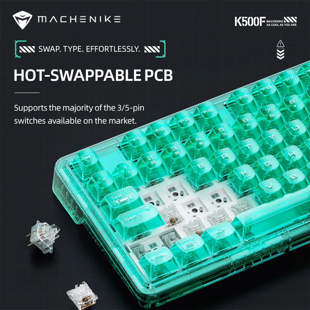 Machenike K500F Mechanical Keyboard Gasket Mount 75% Compact TKL Layout RGB Backlit Wired Mode Gaming Keyboard for PC Latop