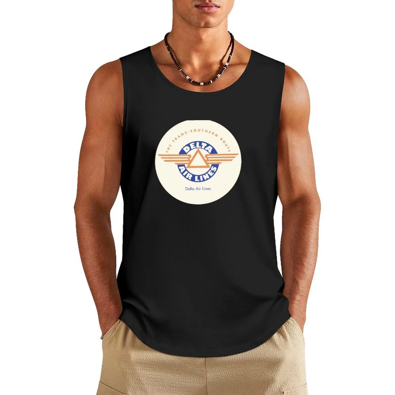 

Old badge Delta Airlines Tank Top T-shirt man gym shirts anime gym