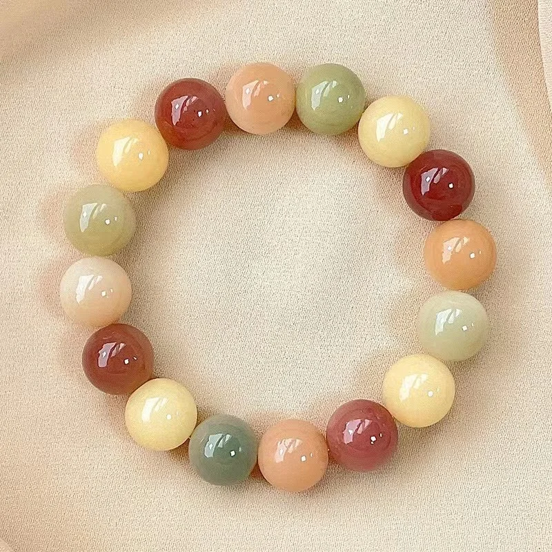 Bodhi Root Chalcedony Lotus Charm Natural Jade Stone Beaded Bracelets for Women Prayer Energy Buddha Beads Jewelry Accessories