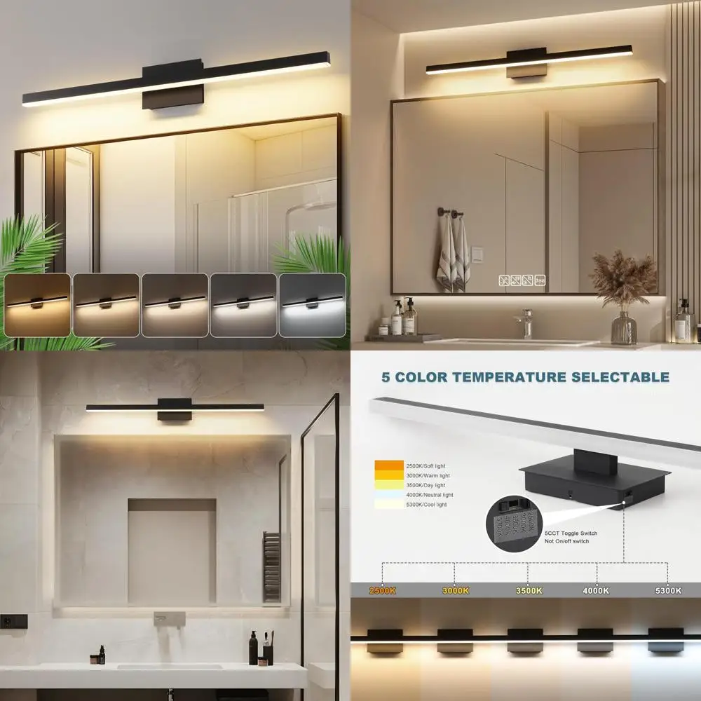 

Modern 39.37 Inch Dimmable Black Vanity Light Fixture Over Mirror for Bathroom Lighting, 5000K CCT Contemporary Light Bar