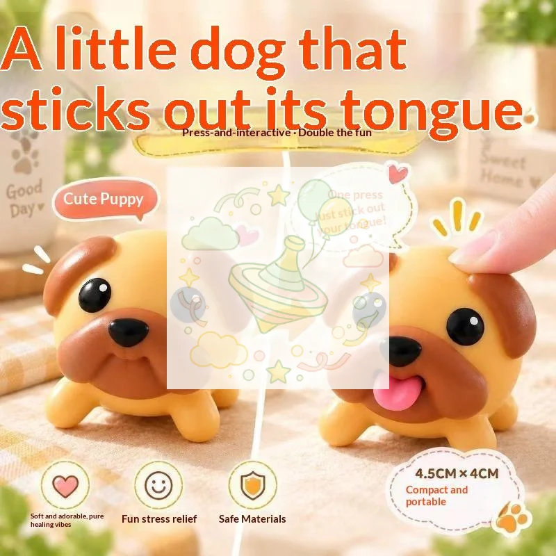 Soft Silicone Cute Dog Squeeze Toy Tongue Pops Out When Pressed For Stress Relief Kids Adults Home Office