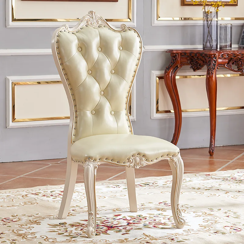 مسند ظهر سميك من الخشب الصلب الأوروبي على الطراز الفرنسي، كرسي فندق، كرسي مكتب حديث بسيط، كرسي طعام كرسي مستقر