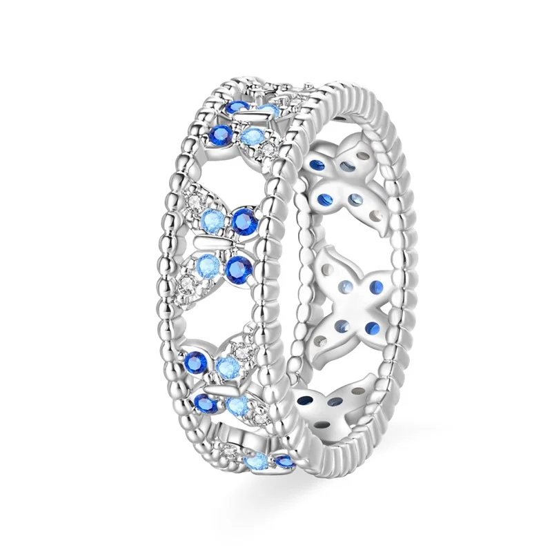 Ringe für Frauen, 100 % 925er Sterlingsilber, rosa Herz, Krone, Stern, Mond, Schneeflocke, Zirkon, Ringe, Mode, Verlobung, Hochzeit, Schmuck – Detail 6