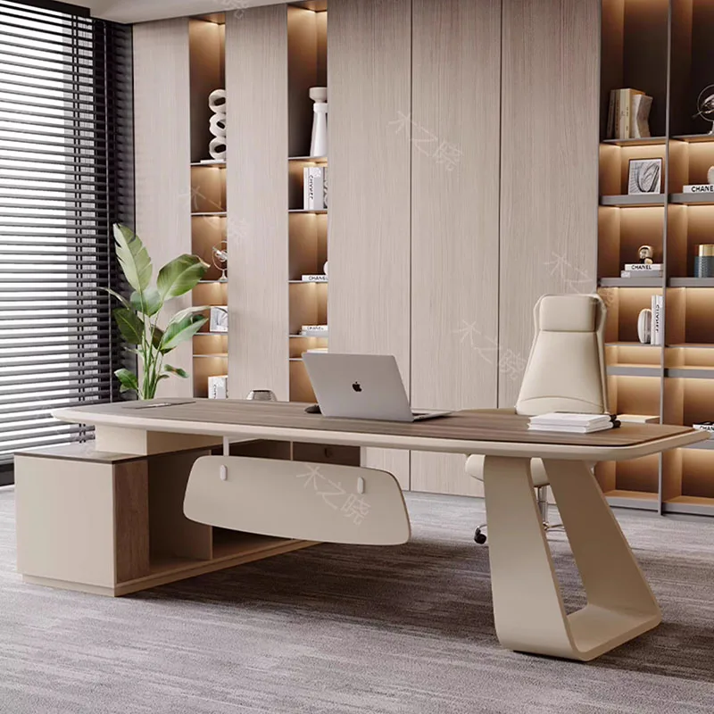 Wooden Luxury Office Desk Workbench Computer Monitor Storage Standing Office Desk Executive Bureau Meuble Italian Furniture