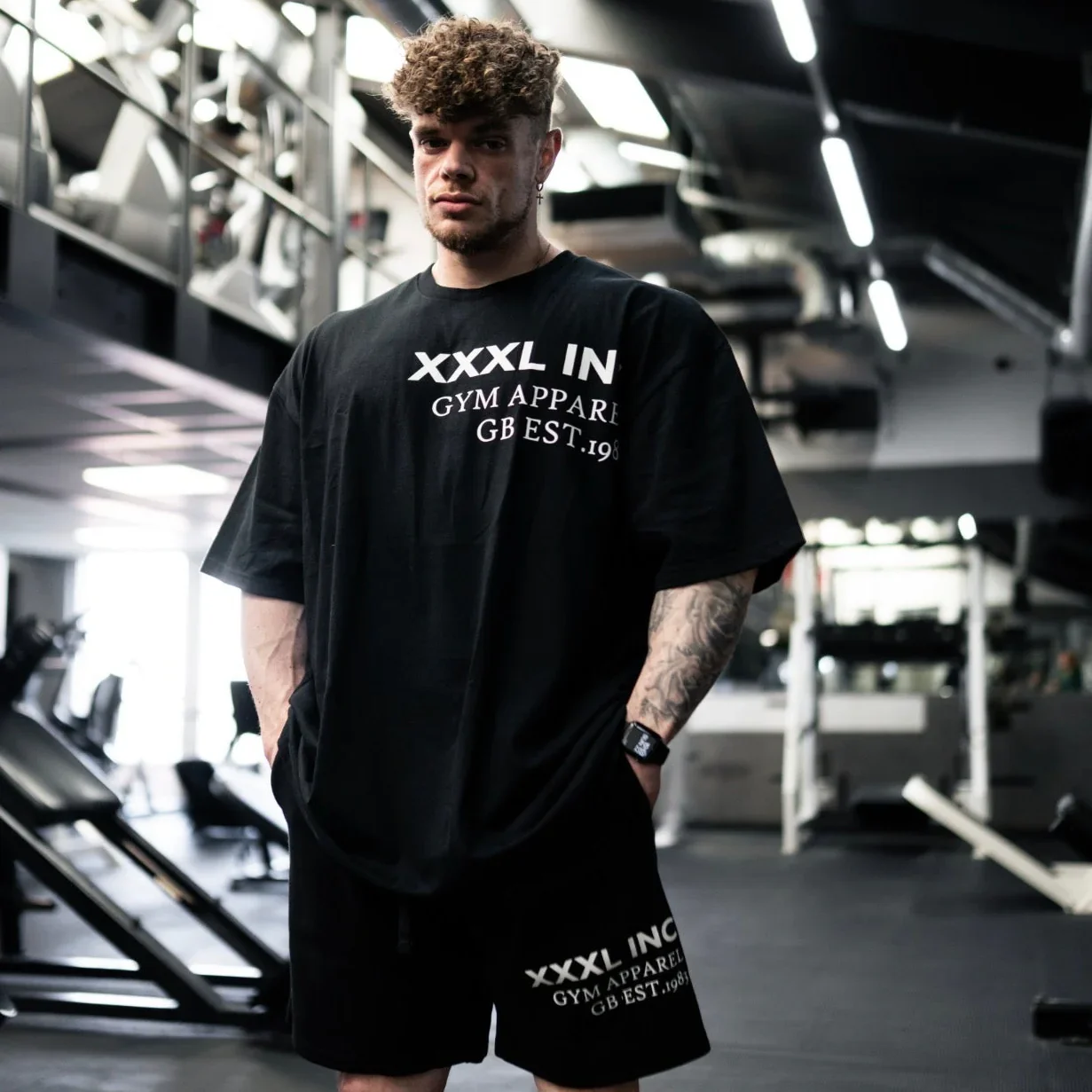 Off-Set XXXL Logo Oversized Base T-Shirt mit Grafikdruck aus Baumwolle – Bodybuilding, Workout, Freizeit, Fitness, Streetwear Oberteile – Detail 7