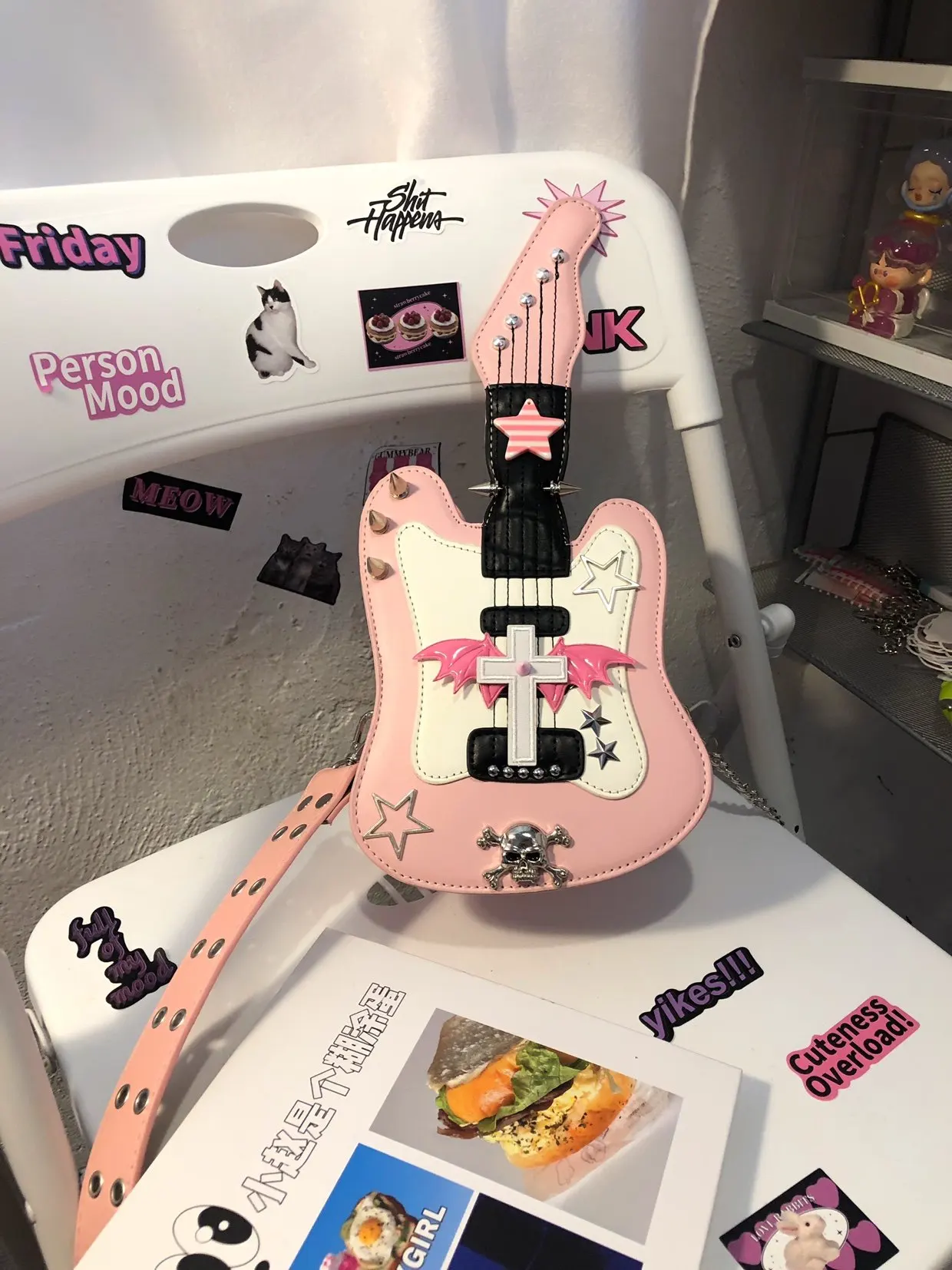 

Y2k Girls Rock Персонализированная сумка-мессенджер для стиля гитары Персонализированная розовая сумка Кошельки и сумки Женская сумка Дизайнерские сумки