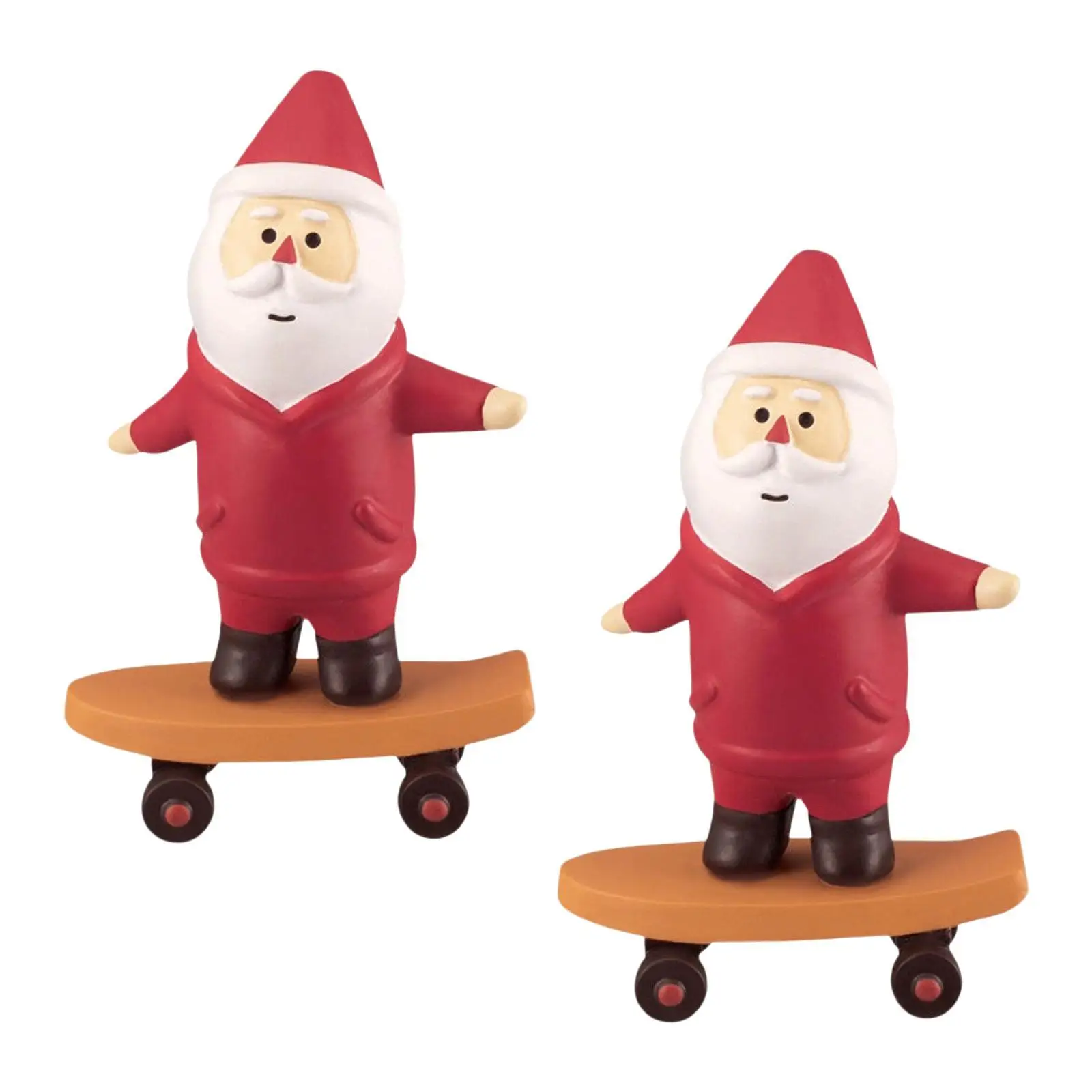 2Pcs Christmas Figurines Mini Santa Claus Statues Small Resin Cute Sculptures