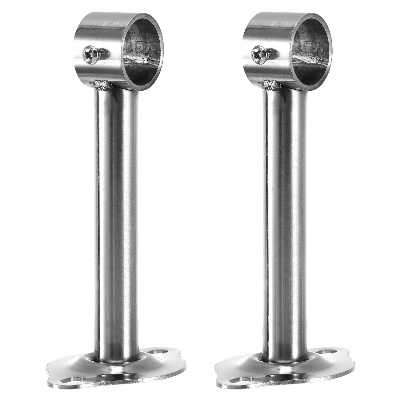 

2 Pcs Adjustable Closet Hanging Rod Pipe Stainless Steel Round Curtain Pole Brackets