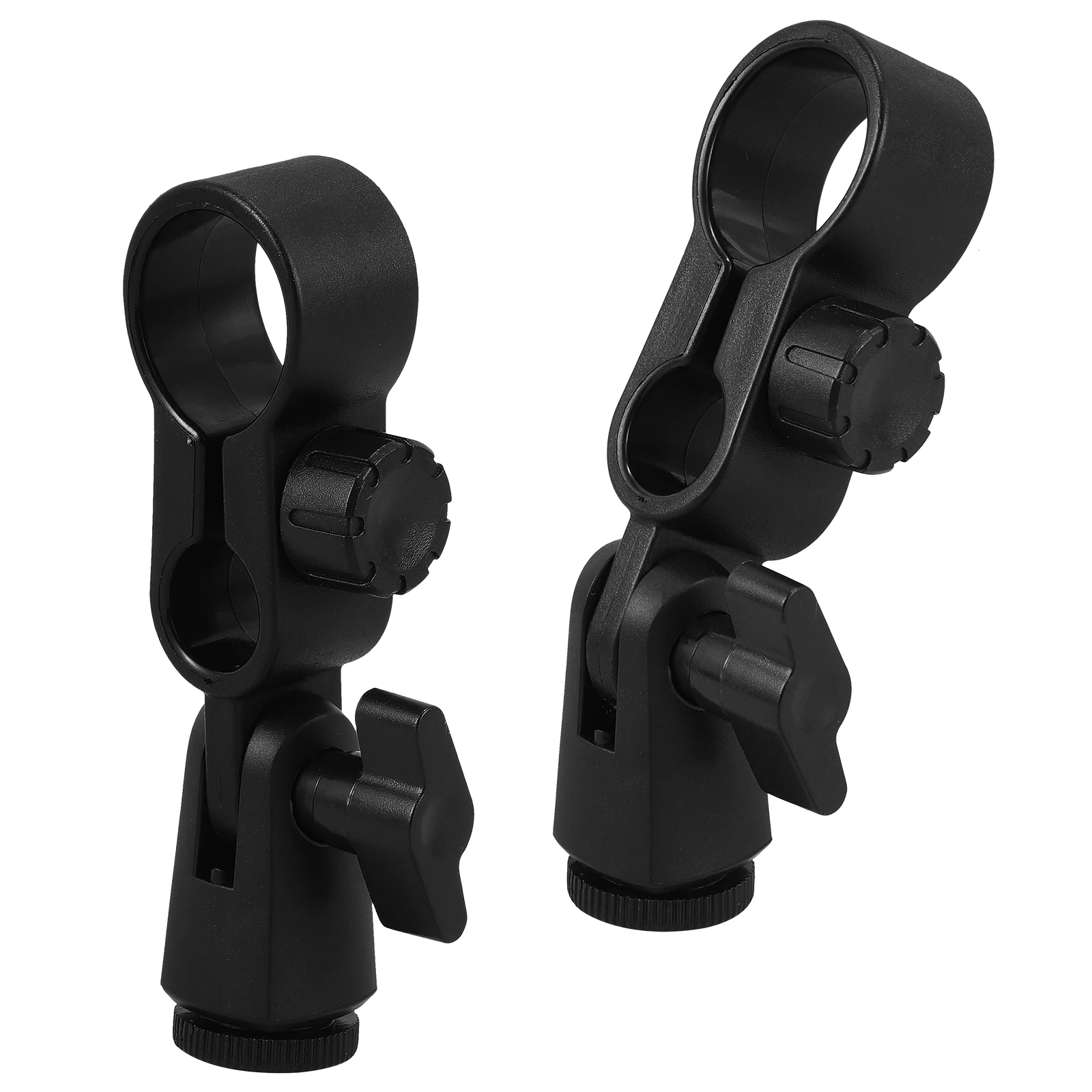 

2 Pcs Microphone Shock Mount Clips for Stand Black Plastic Bracket Mic Holder Live Streaming KTV Concert Stage Play