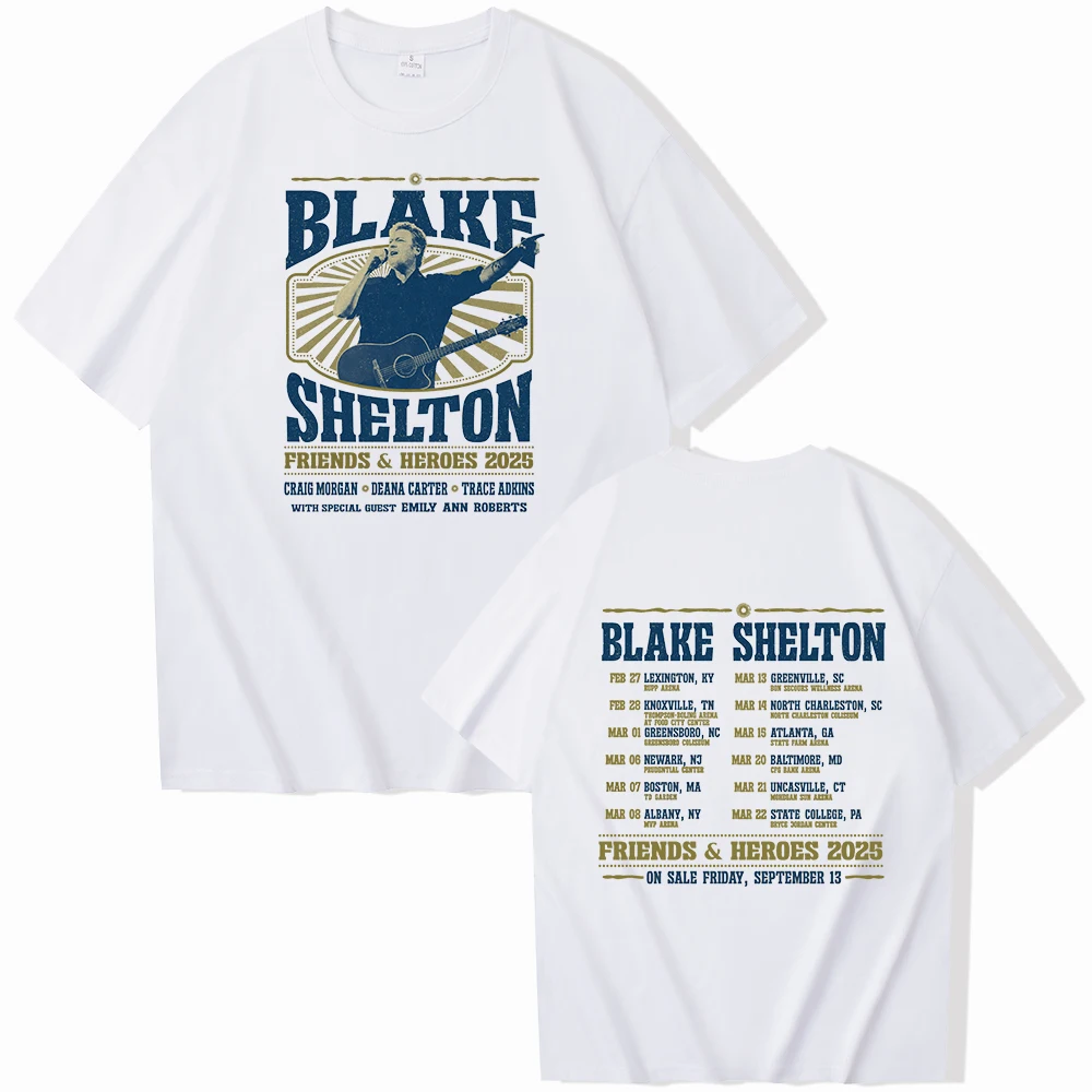 Blake Shelton Tour 2025 T-Shirts Unisex Harajuku O-Neck Short Sleeve Shirts Commemorative Shirt