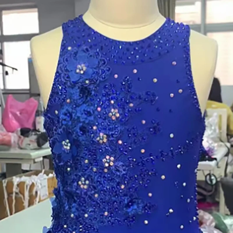 

Latin Dance Costume, Rhinestone Women's Clothing, High-end Custom Embroidered Dance Skirt, Samba Performance High Flash Dress