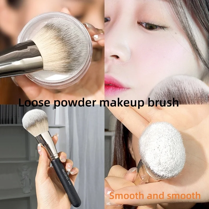 قطعة واحدة من فرش مكياج البودرة الدقيقة باللون الأسود، فرشاة مكياج أحمر الخدود برونزي برأس مستدير، أدوات تجميل للوجه ناعمة #3