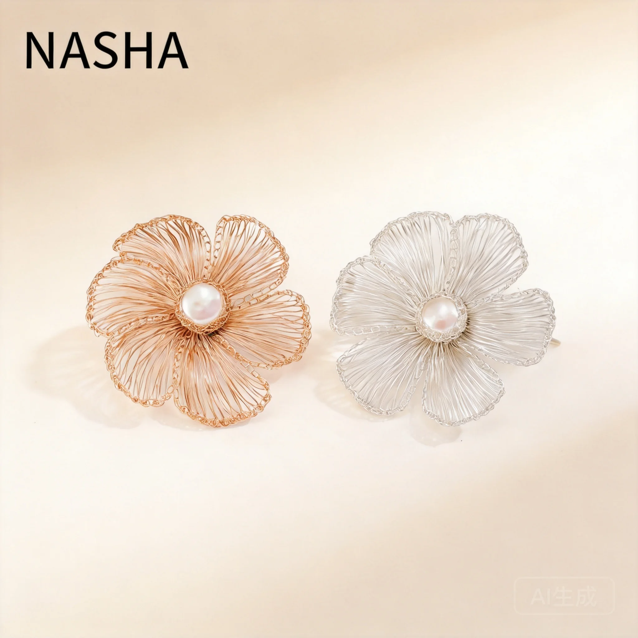 

Chinese Style Auspicious Handmade Copper Wire Woven Camellia Brooch Pearl Inlaid Elegant Lucky Clothing Accessories Corsage For