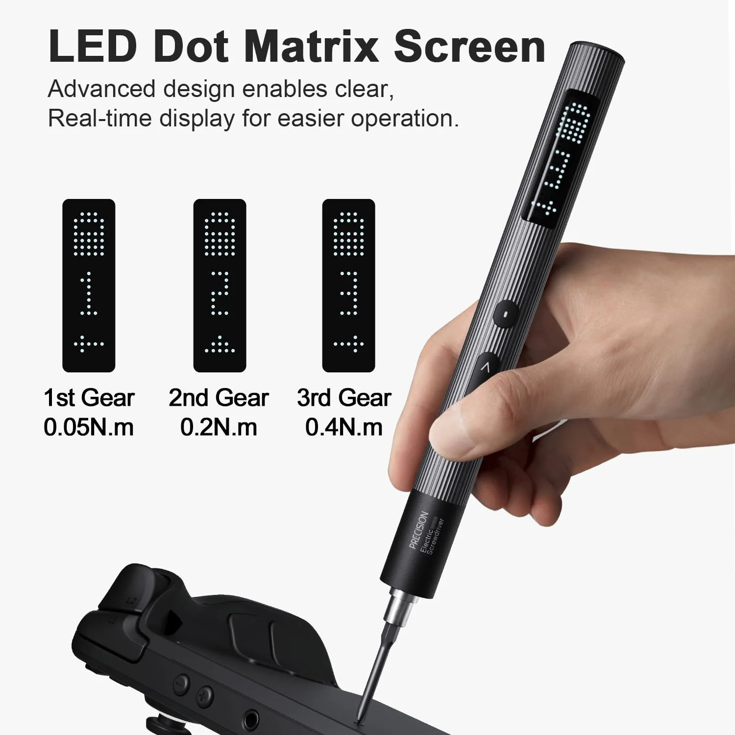 Precision Electric Screwdriver Set with LED Screen, 36 in 1 Mini Rechargeable Battery Power Repair Tool Kit with 0.3N.m, Leather