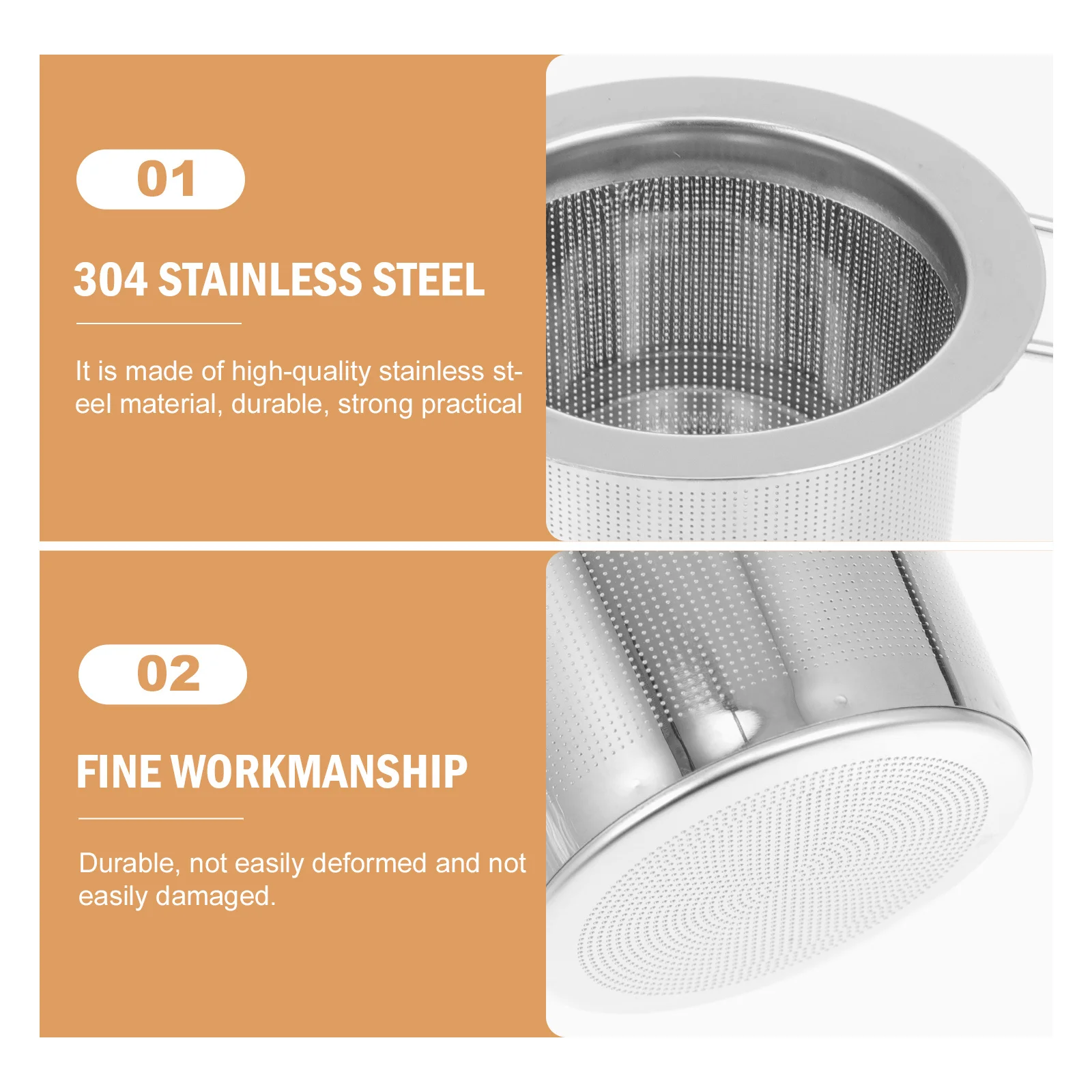 

2Sets Tea Leaf Filters Stainless Steel Folding Handle Tea Filter Basket Home Office Use Stainless Steel Filter Basket