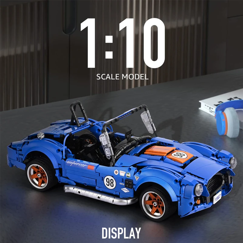 1816PCS Technical Retro Sport Car Shelbyed Cobra 427 Building Blocks Super Snake MOC Assemble Bricks Toys Gifts For Adult Friend