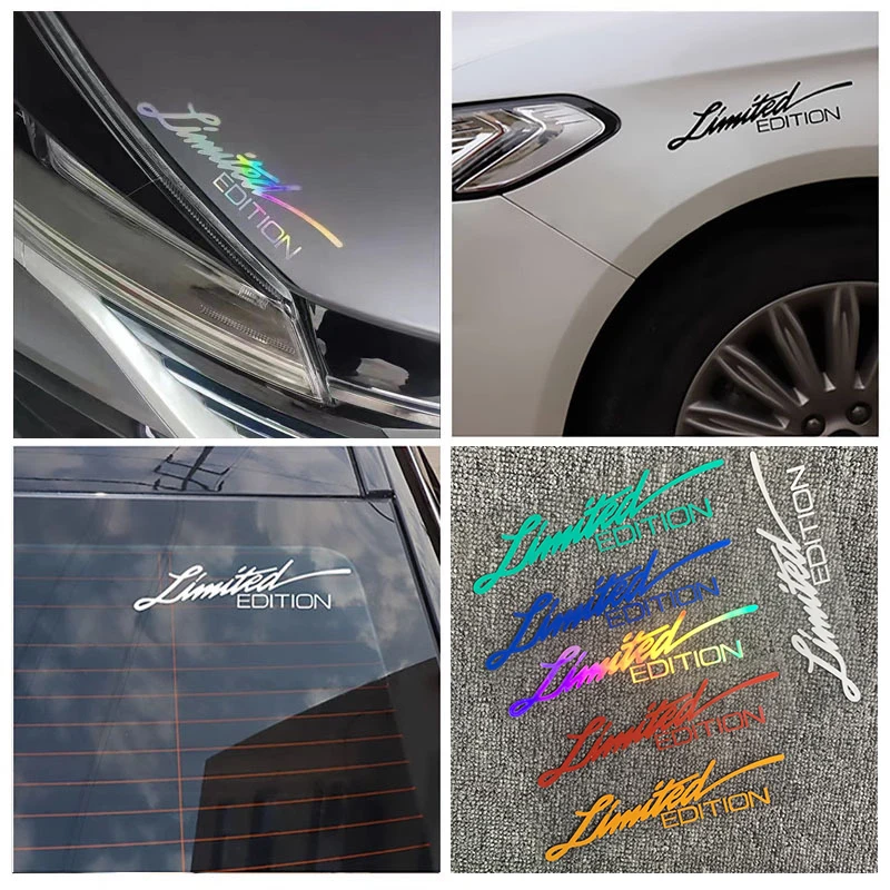 Creative Car Stickers English Sticker LIMITED EDITION Fashion Auto Body Glass Decoration Reflective Laser Decal 16*4cm 7colors