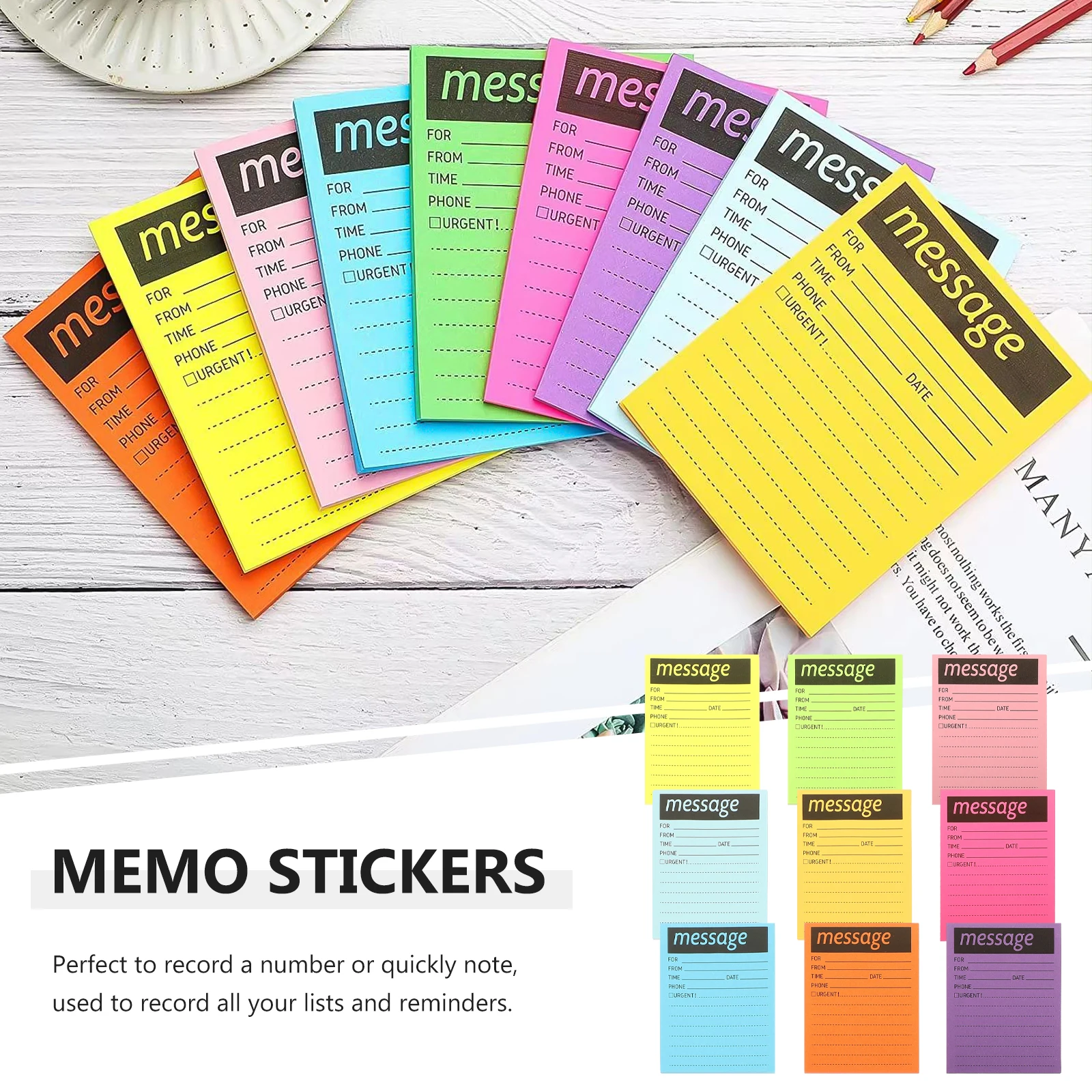 

9 Books Note Pads Color Notepad Telephone Message The List Paper Messages Daily Self-stick Notes Memo Sticker Office