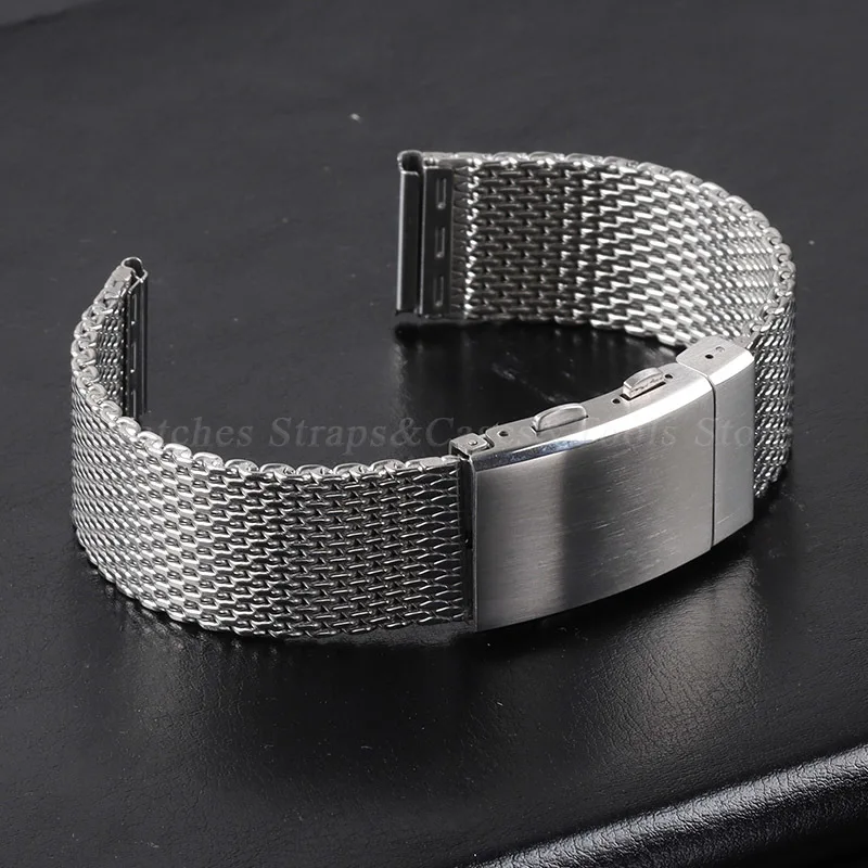 Luxury Stainless Steel Strap 1.0mm Mesh Milanese Watchband for Omega for IWC Belt 18/20mm 22mm 316L Adjustable Buckle Men Bands