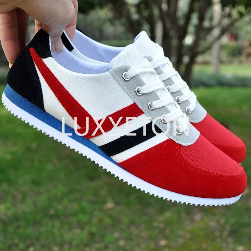 Men Canvas Breathable Vulcanized Shoes Spring New Fashion Breathable and Wear Resistant Men Casual Thick Soled Sports Shoes