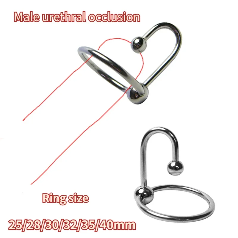 

Male Chastity Device Urethral Dilator Penis Ring Stimulator Delayed Ejaculation Double Bead Locking Sperm Ring Stainless Steel