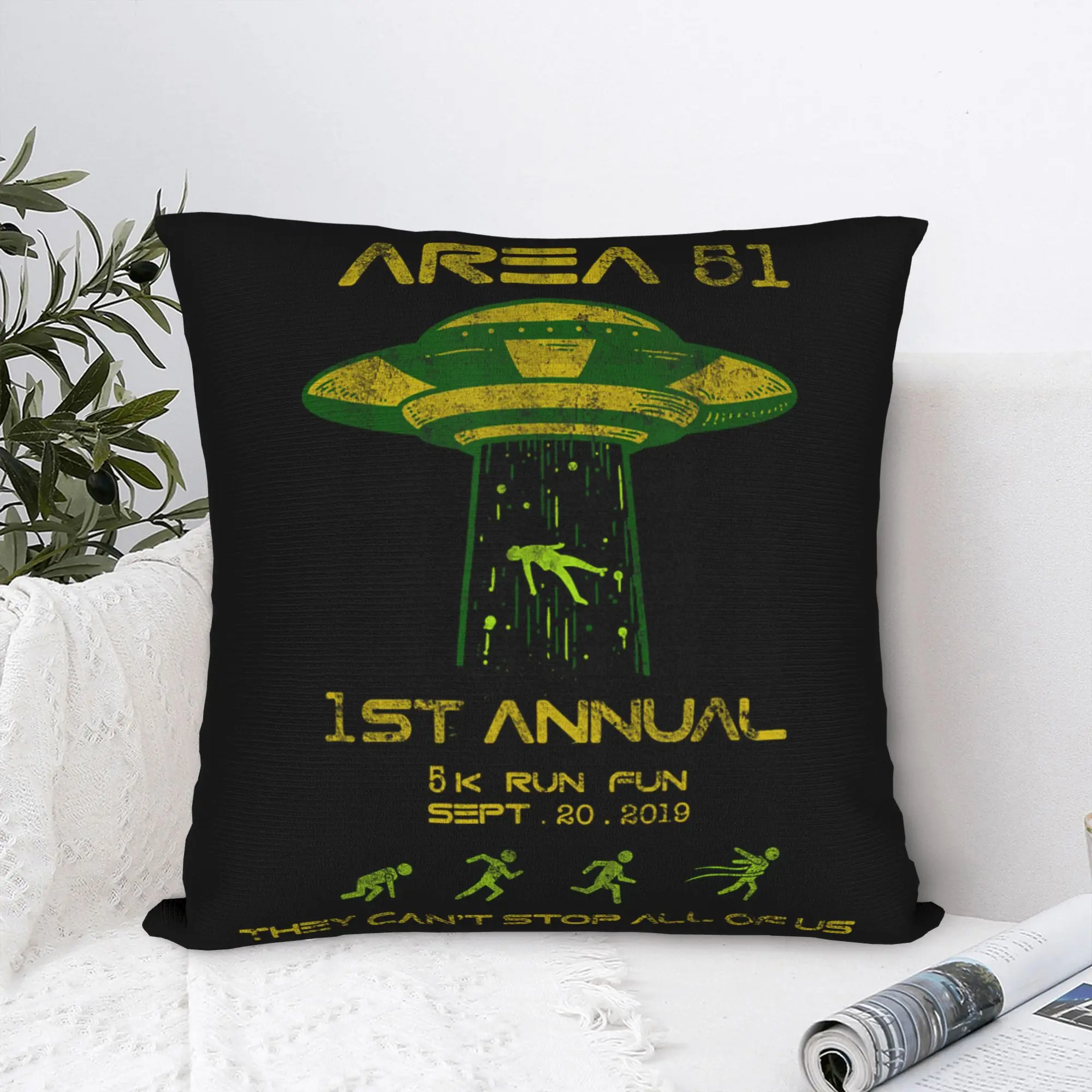 Storm Area 51 5k Fun Run Security Pillowcase Printing Polyester Cushion Cover Aliens Warning Throw Pillow Case Cover Home Square