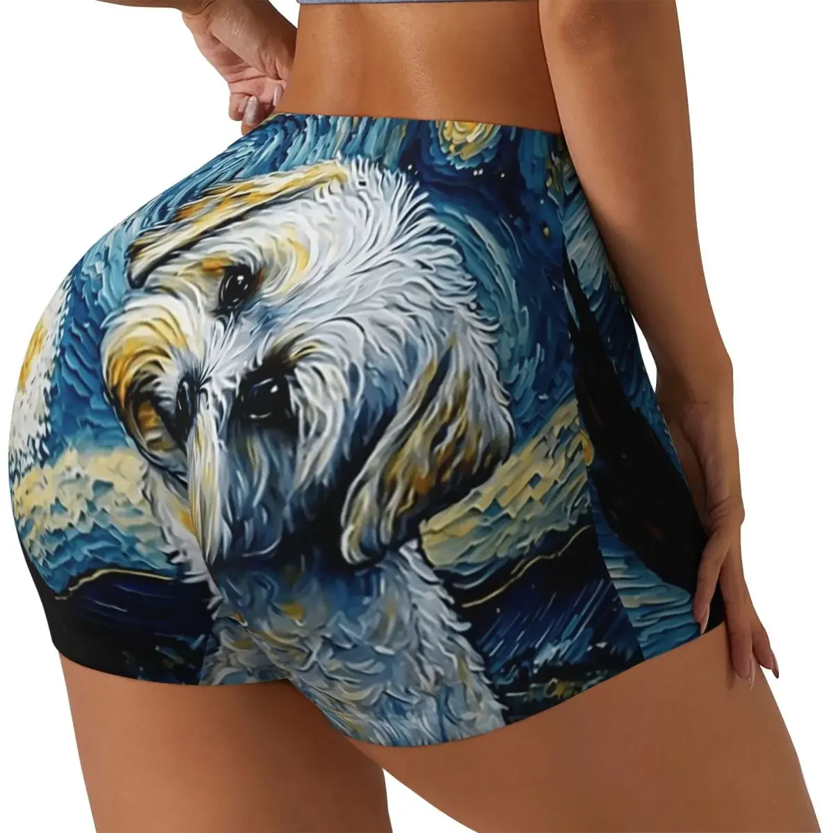 Custom Maltese Terrier Puppy Starry Night Women Gym Workout Running Shorts Athletic Volleyball Biker Yoga Shorts