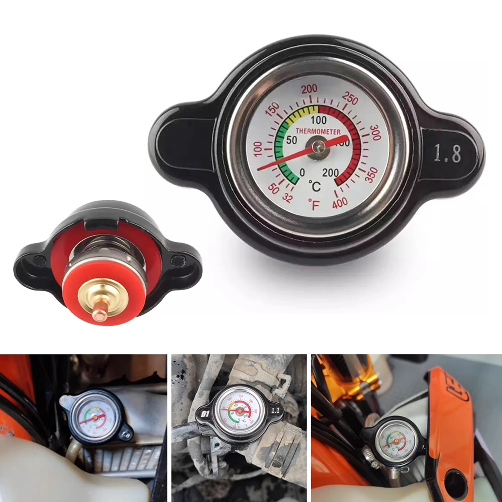 Radiator Pressure Cap Temp Gauge Radiator Cap Practical And Precise Pressure Radiator Cap For Off-Road Vehicles Motorcycles