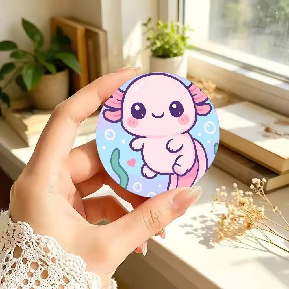 C-Cute Pink A-Axolotl Cartoon Badges 25 32 44 58 75 mm Round Cosplay Pin Bag Decor Fans Collect Friends Gifts Brooch Souv
