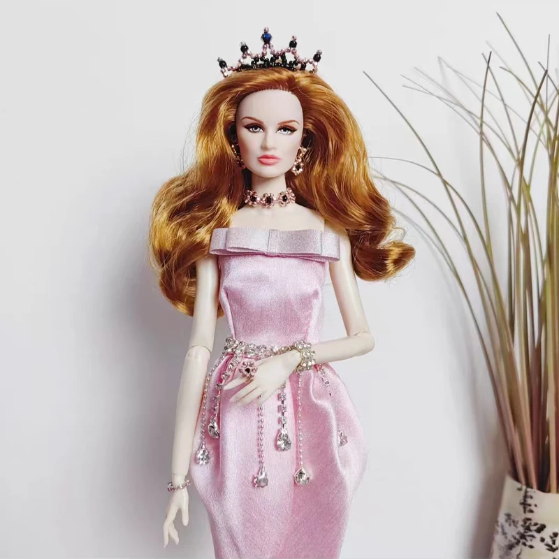 Nuovo 30 centimetri Supermodelo Bambola Accessori di Gioielli Fatti A Mano Corona + Collana + Bracciale + Orecchini + Anello + Gonna Per 1/6 FR bambola FAI DA TE Dress Up